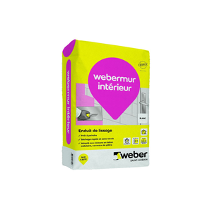 WEBER MUR INTERIEUR BLANC 20kg ENDUIT RAGREAGE ET LISSAGE ±1,5kg/m²/mm